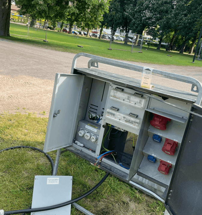 Tillfälligt elskåp för evenemang i Kristianstadsparken